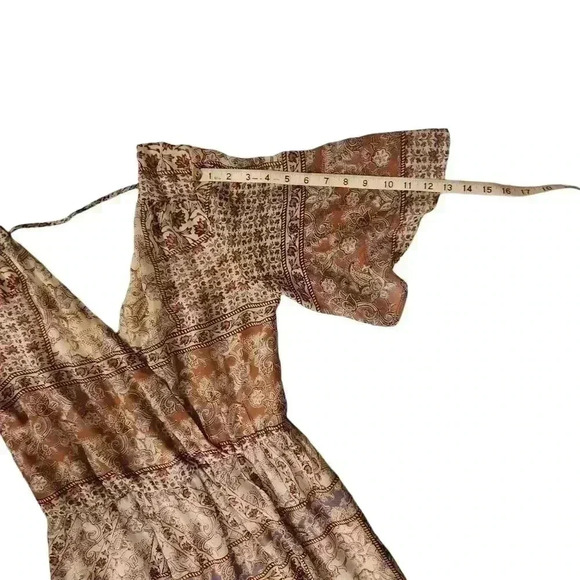 Lily Rose Long Mazi Dress Flare Sleeve Size M Neutral Colors Sheer With Lining - Picture 10 of 16